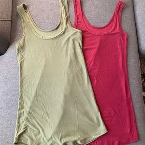 Olive Green & Dark Pink Tank Tops